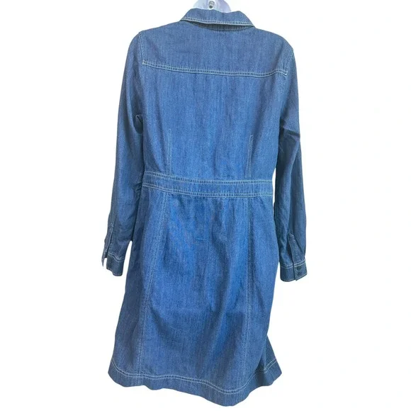 Boden Denim Shirt Dress Blue Cotton Long Sleeve Minimalist Preppy Size 8R Casual - Picture 3 of 14